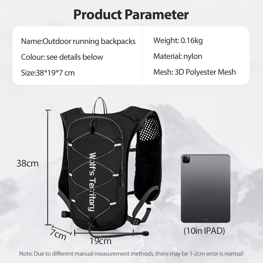 Outdoor Trail Running Ultralight Backpack Running Hydration Vest Breathable Marathon Running Backpack Water Bottle