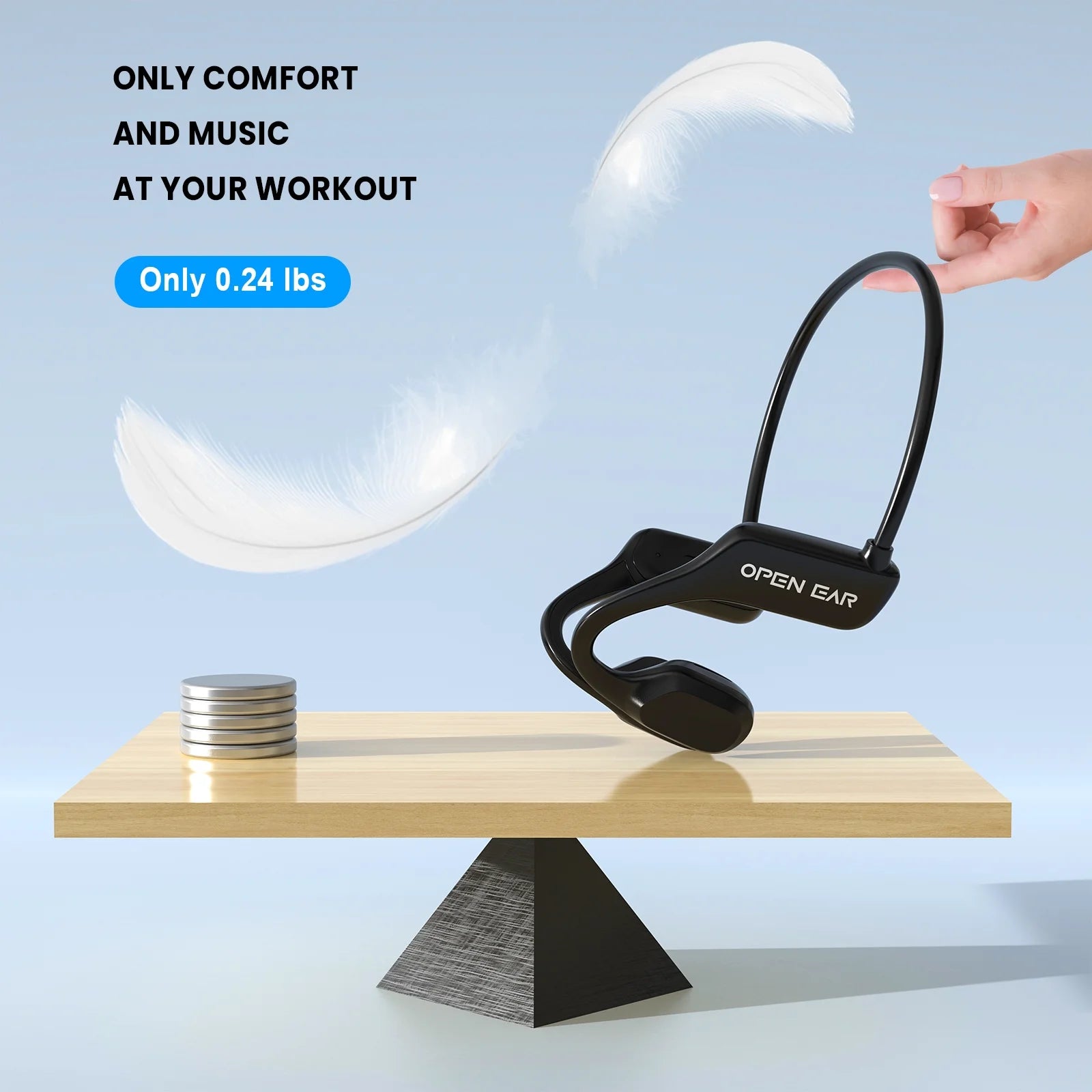 Open Ear Air Conduction Headphone, Wireless Bluetooth Earbuds 8H Playtimes Sports Earphones with Mic, Sweatproof Earbuds for Hiking, Cycling, Black